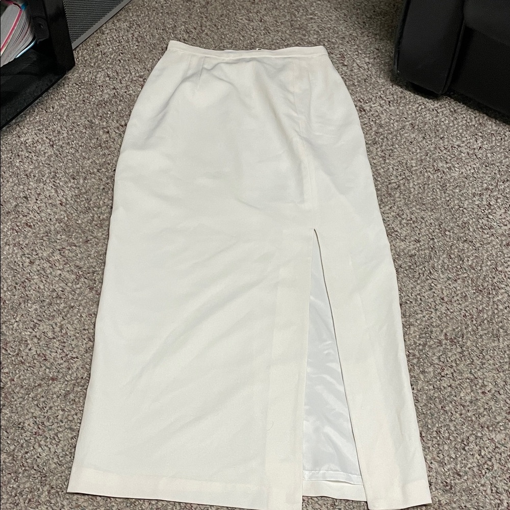 Vintage 90s lined White maxi Skirt with slit